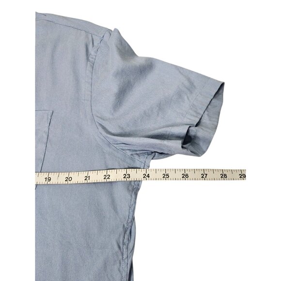 Faherty Reserve The Movement Shirt Short Sleeve Button Up Men's Large Light Blue - Picture 8 of 9